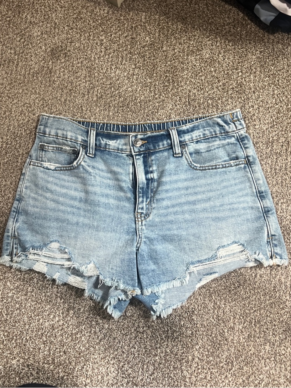 aerie Light Blue Distressed Denim Shorts